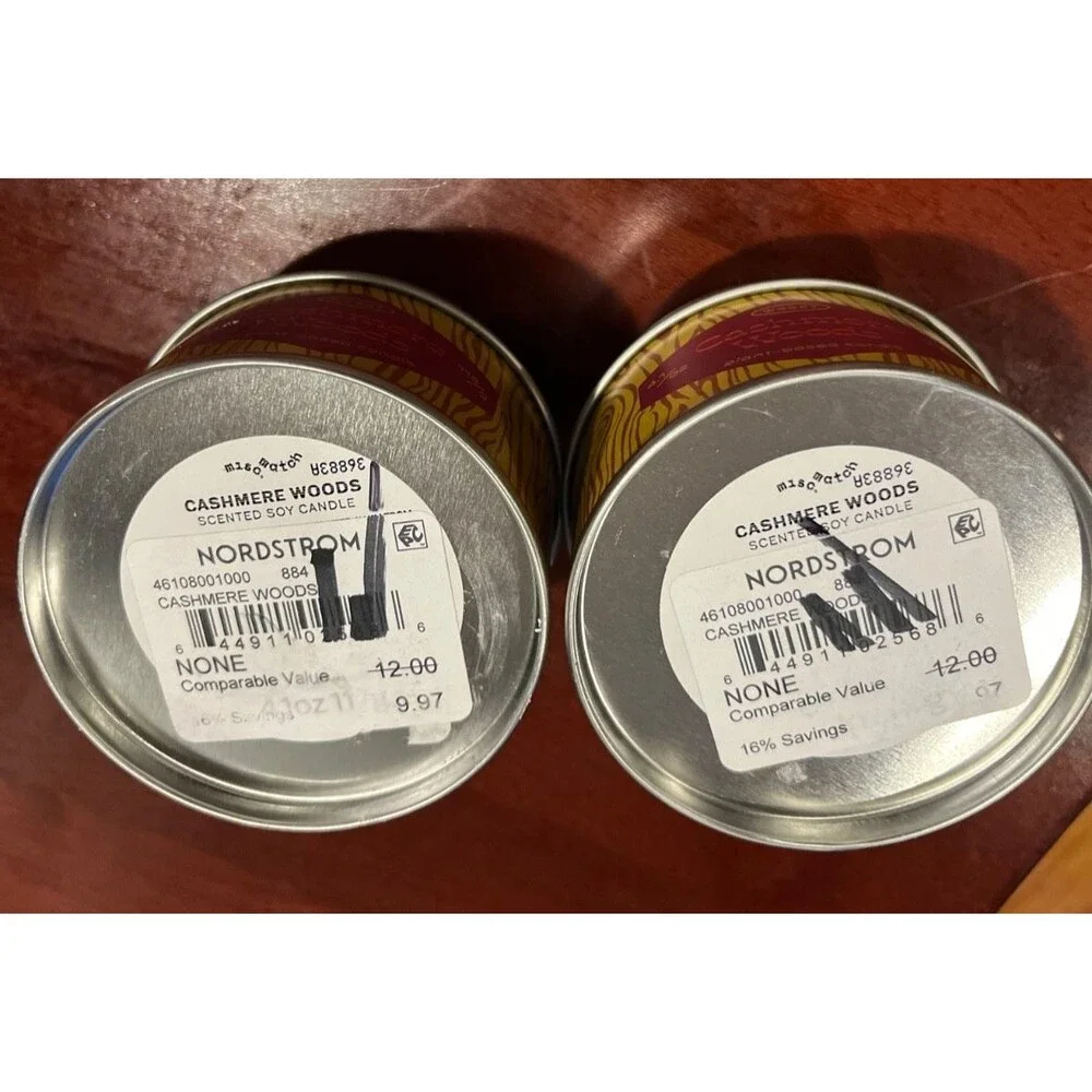 Cashmere Wood Plant Based Candles Set of 2 Scented Soy Woody Candles